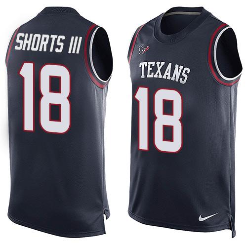  Texans #18 Cecil Shorts III Navy Blue Team Color Men's Stitched NFL Limited Tank Top Jersey